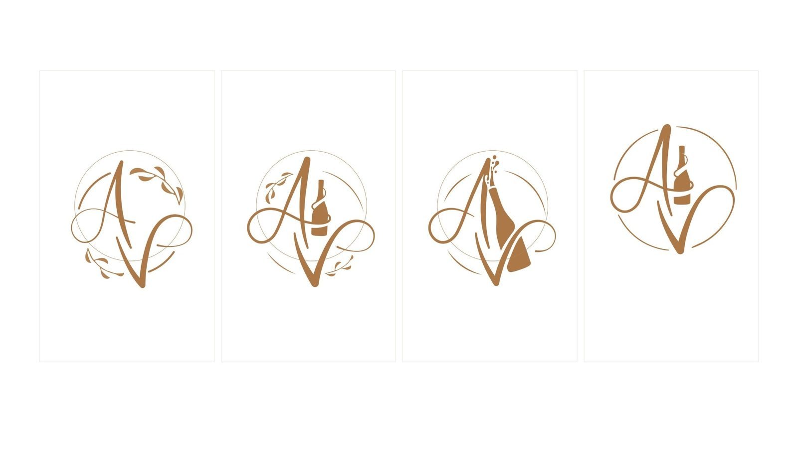Round 4: four script monograms with the bottle between the A and the V