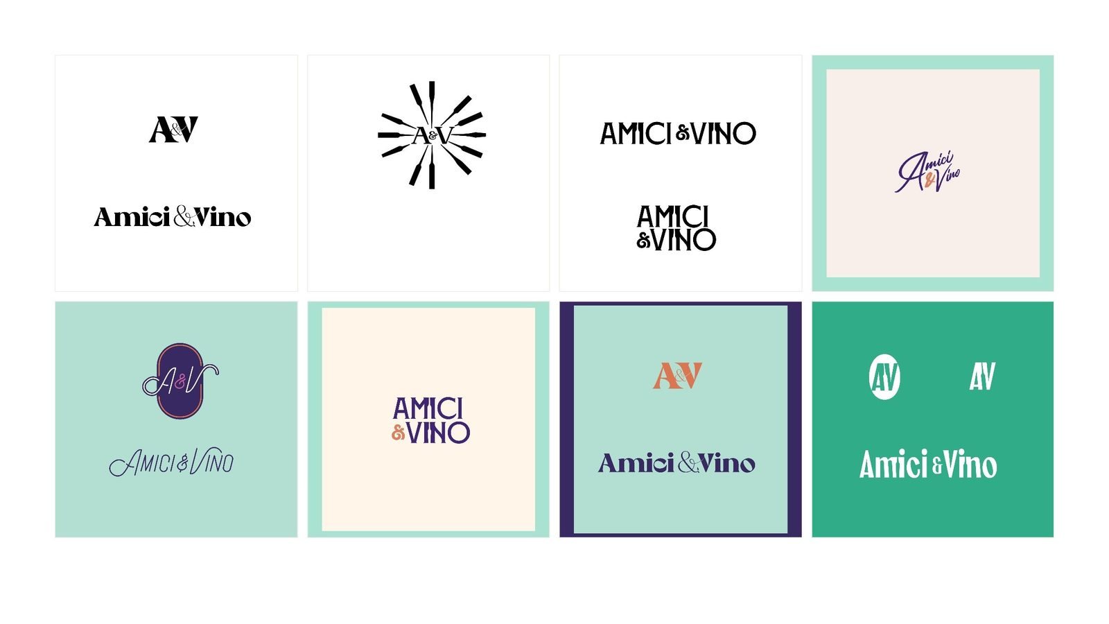 Rounds 1 and 2: heavy ligatures in purple and mint